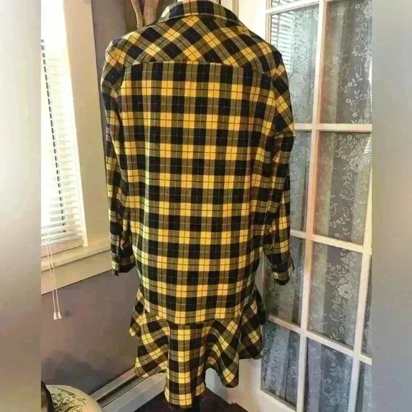 Black and Yellow Aqua Brand Plaid Drop Waist Flannel Dress - Picture 2 of 5